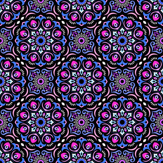 Pink - Blue - Purple Mandala Fabric - 209