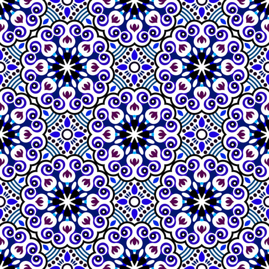 Blue - Purple Mandala Fabric - 132i
