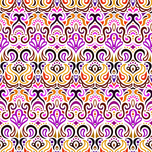 Yellow - Purple - Orange Abstract Doodle Fabric 1002i