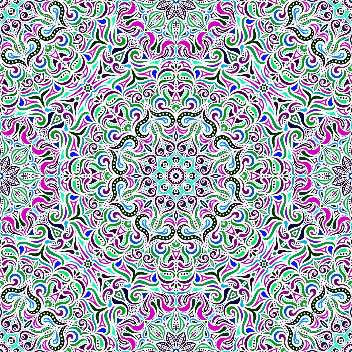 Green - Purple - Blue Mandala Fabric 2006.3i
