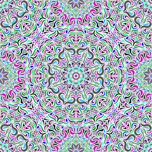 Green - Purple - Blue Mandala Fabric 2006.3i