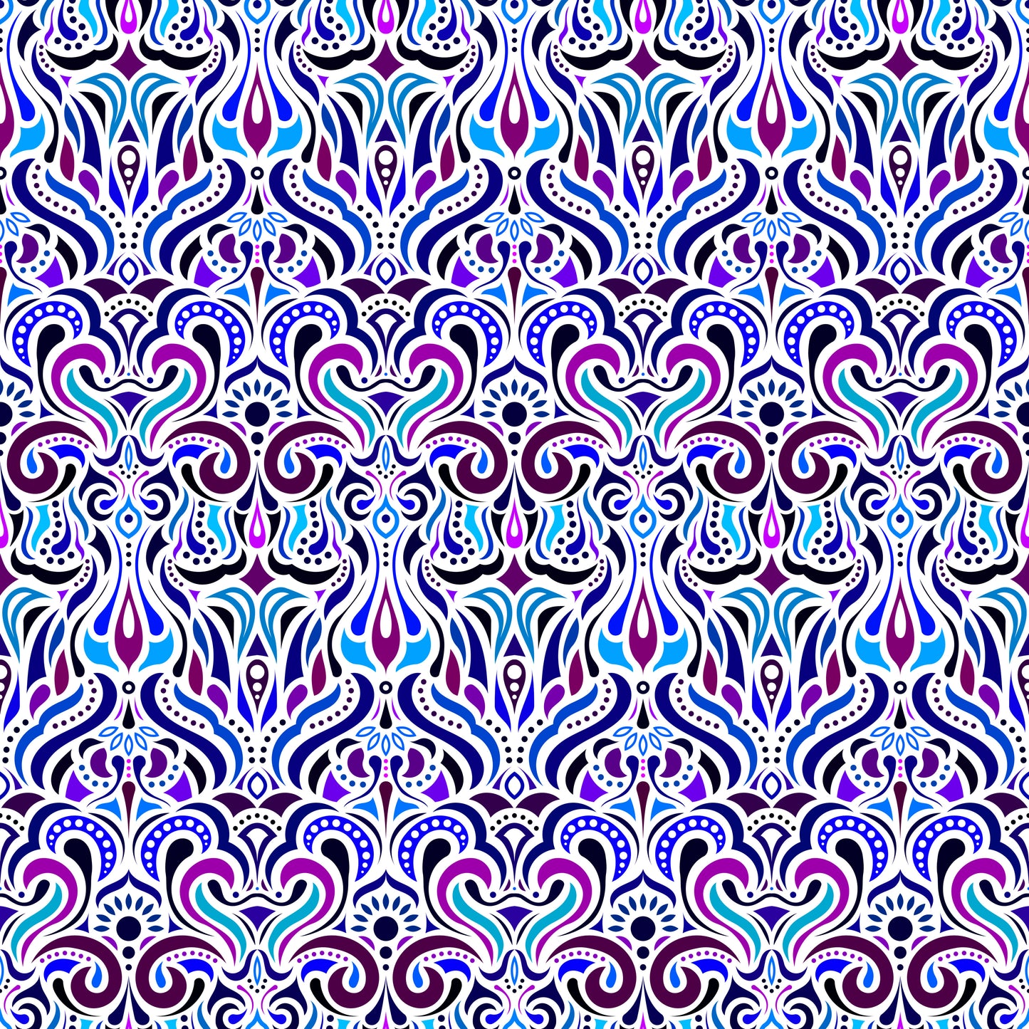Purple - Blue Abstract Doodle Fabric 1012i