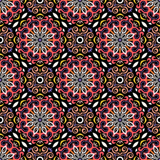 Orange - Yellow - Blue Mandala Fabric - 165