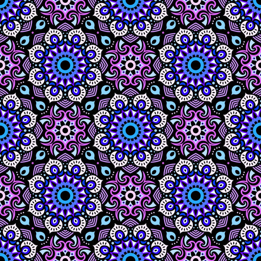 Purple - Blue Mandala Fabric - 193
