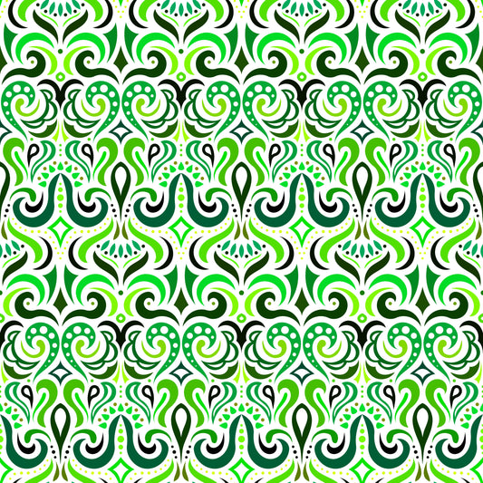 Green Abstract Doodle Fabric 1001i