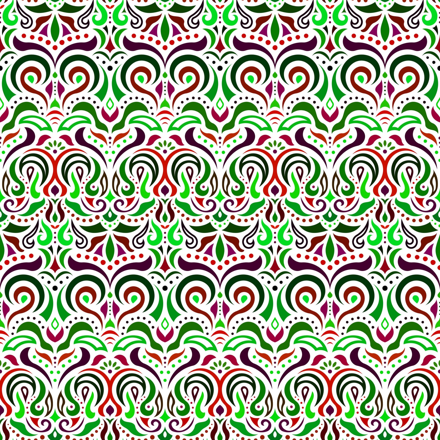 Green - Red Abstract Doodle Fabric 1007i