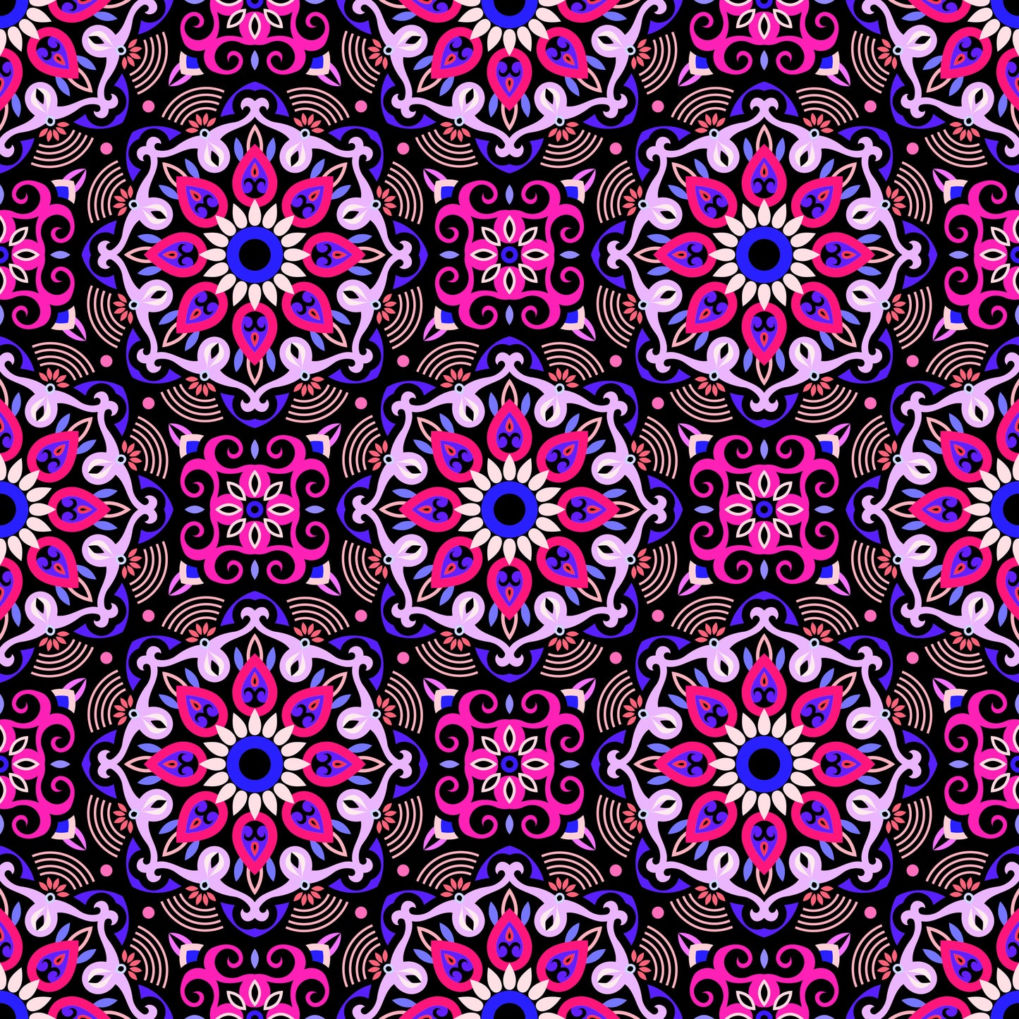 Pink - Purple - Blue Mandala Fabric - 140