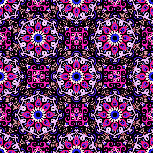 Pink - Purple - Blue Mandala Fabric - 140