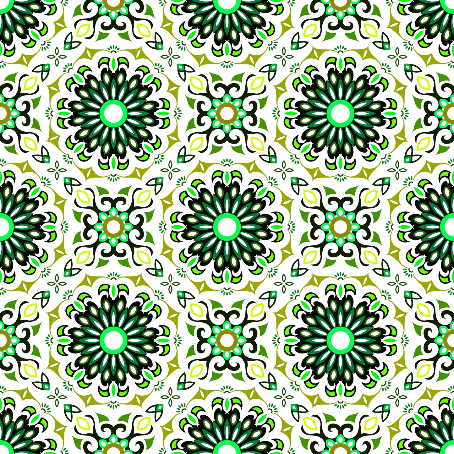 Green Mandala Fabric - 198i