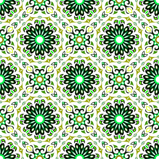 Green Mandala Fabric - 198i