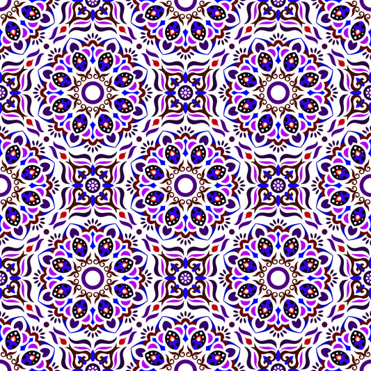 Purple - Blue - Red Mandala Fabric - 186i