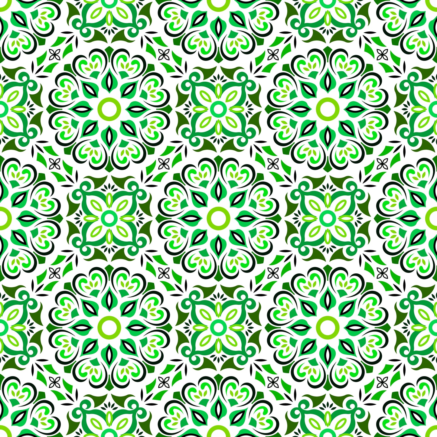 Green Mandala Fabric - 206i