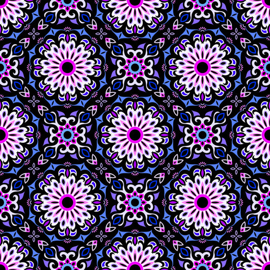 Blue - Pink - Purple Mandala Fabric - 198