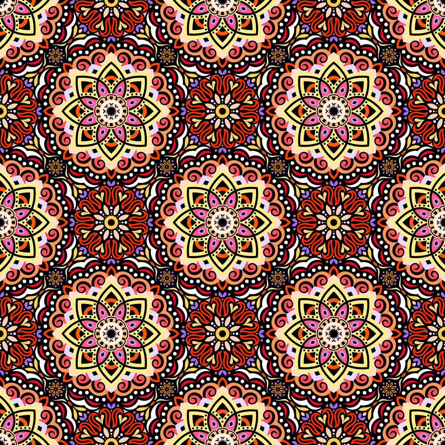 Red - Yellow - Blue Mandala Fabric 2009.3
