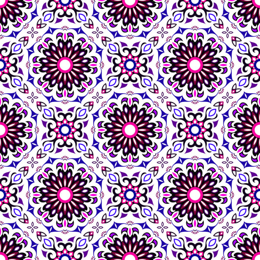 Purple - Pink Mandala Fabric - 198i