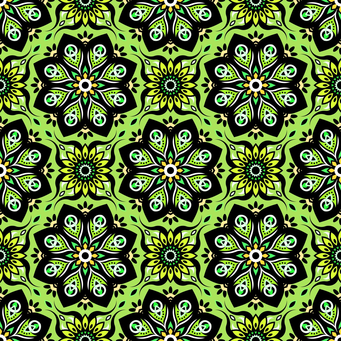 Green - Yellow Mandala Fabric - 236