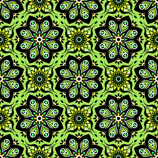 Green - Yellow Mandala Fabric - 236