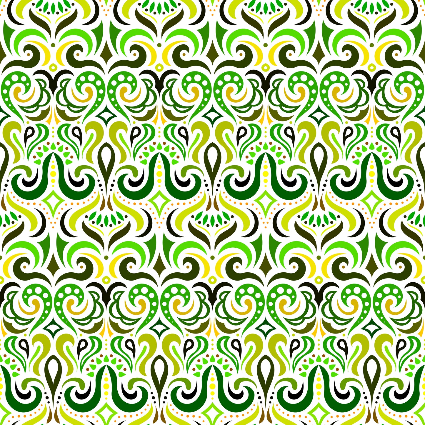 Green - Yellow Abstract Doodle Fabric 1001i