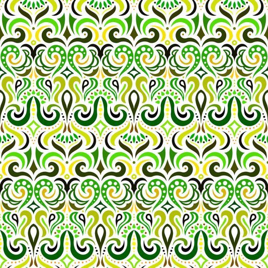 Green - Yellow Abstract Doodle Fabric 1001i