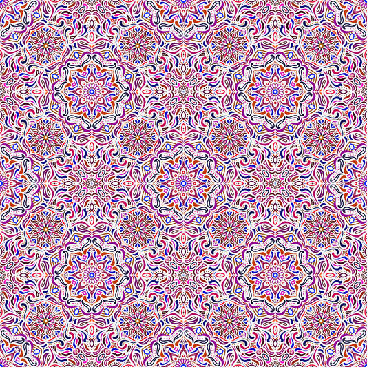 Purple - Red - Blue Mandala Fabric 2009.4i