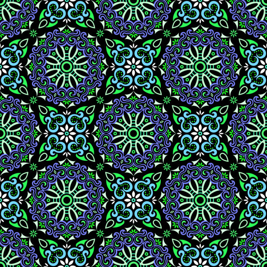 Blue - Green Mandala Fabric - 166