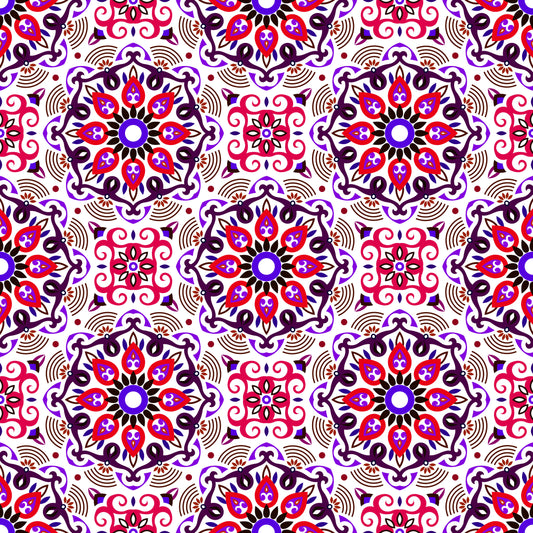 Red - Purple Mandala Fabric - 140i