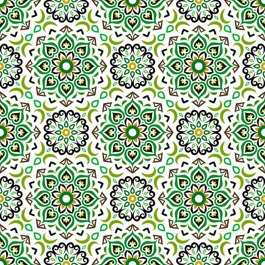 Green - Yellow Mandala Fabric - 213i