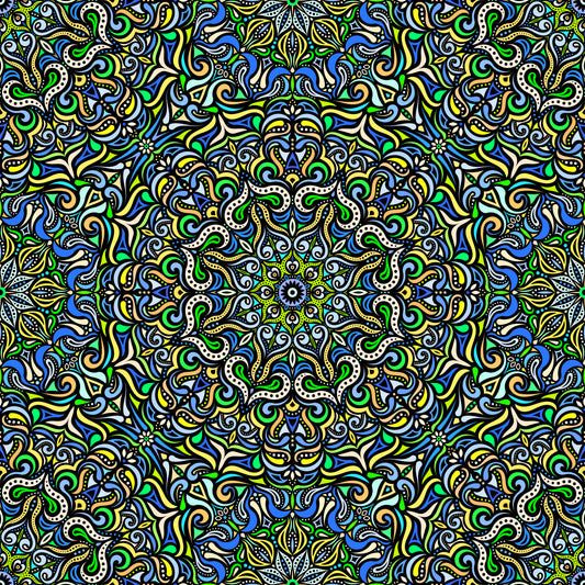 Yellow - Blue - Green Mandala Fabric 2006.3