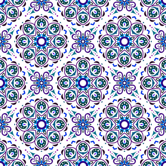 Purple - Blue Mandala Fabric - 183i
