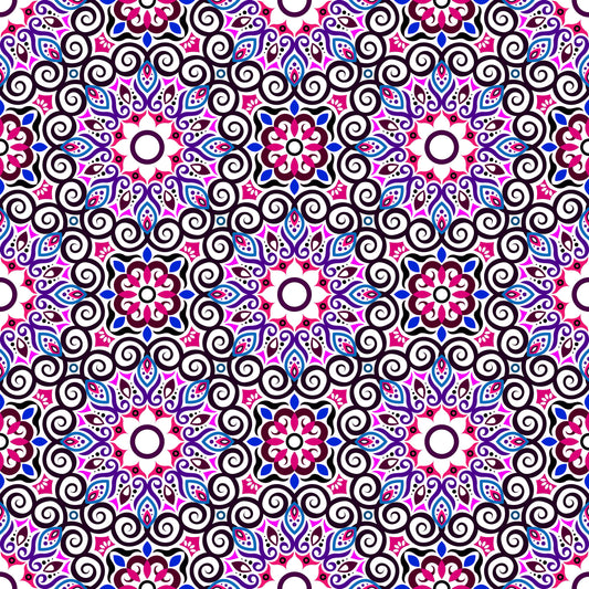 Pink - Blue - Purple Mandala Fabric - 125i
