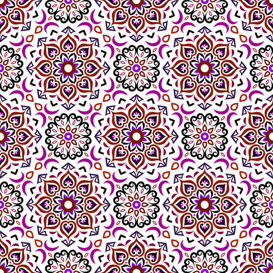 Red - Purple Mandala Fabric - 213i