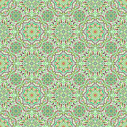 Green - Red Mandala Fabric 2009.4i