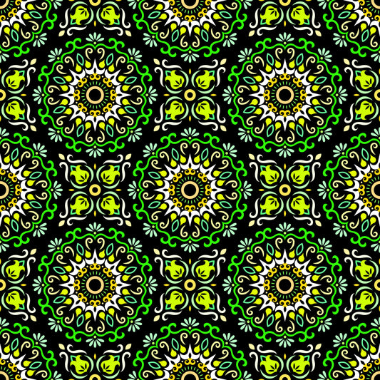 Green - Yellow Mandala Fabric - 174