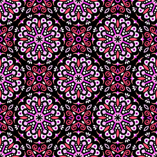 Red - Pink Mandala Fabric - 156