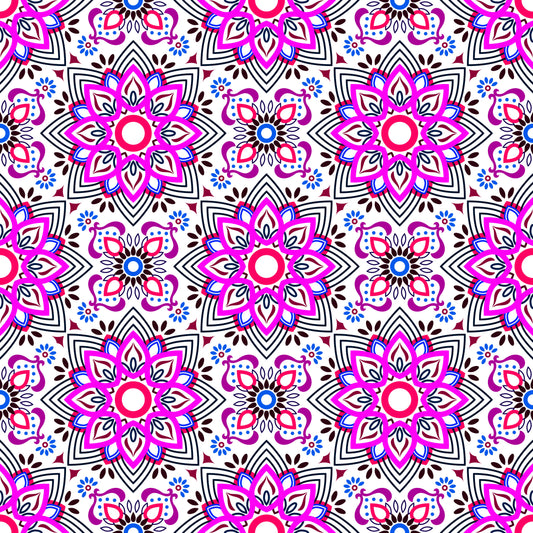 Pink - Red - Blue Mandala Fabric - 145i