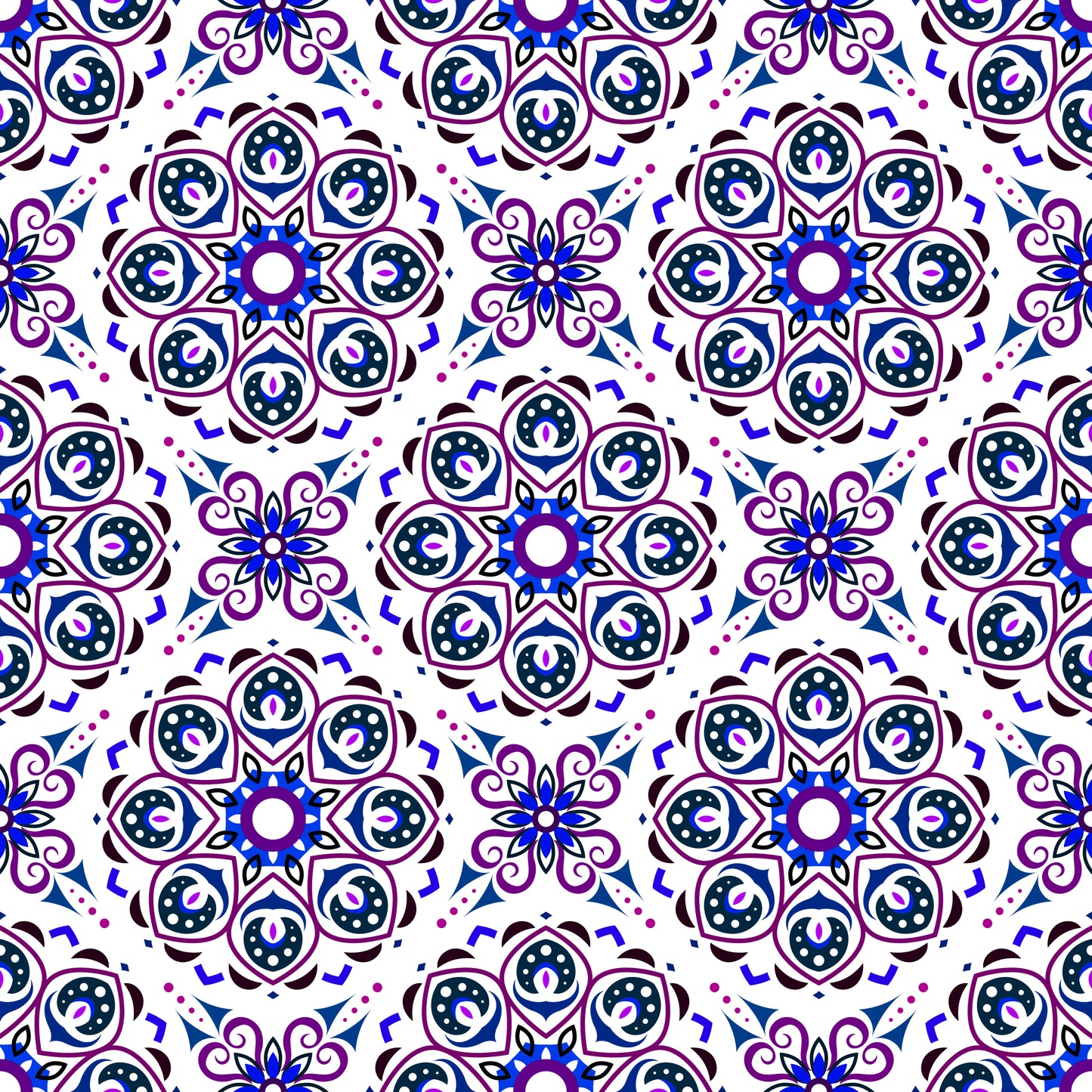 Blue - Purple Mandala Fabric - 183i