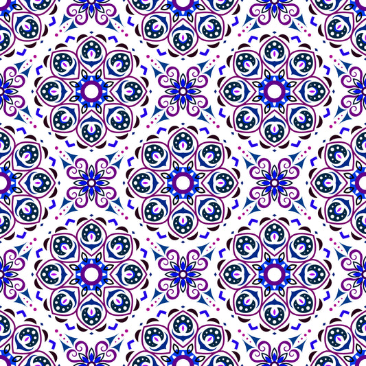 Blue - Purple Mandala Fabric - 183i