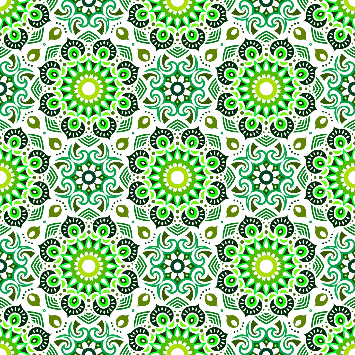 Green Mandala Fabric - 193i