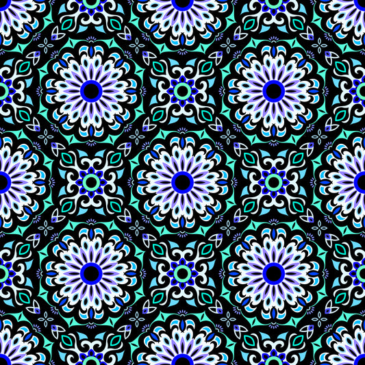 Turquoise - Blue Mandala Fabric - 198