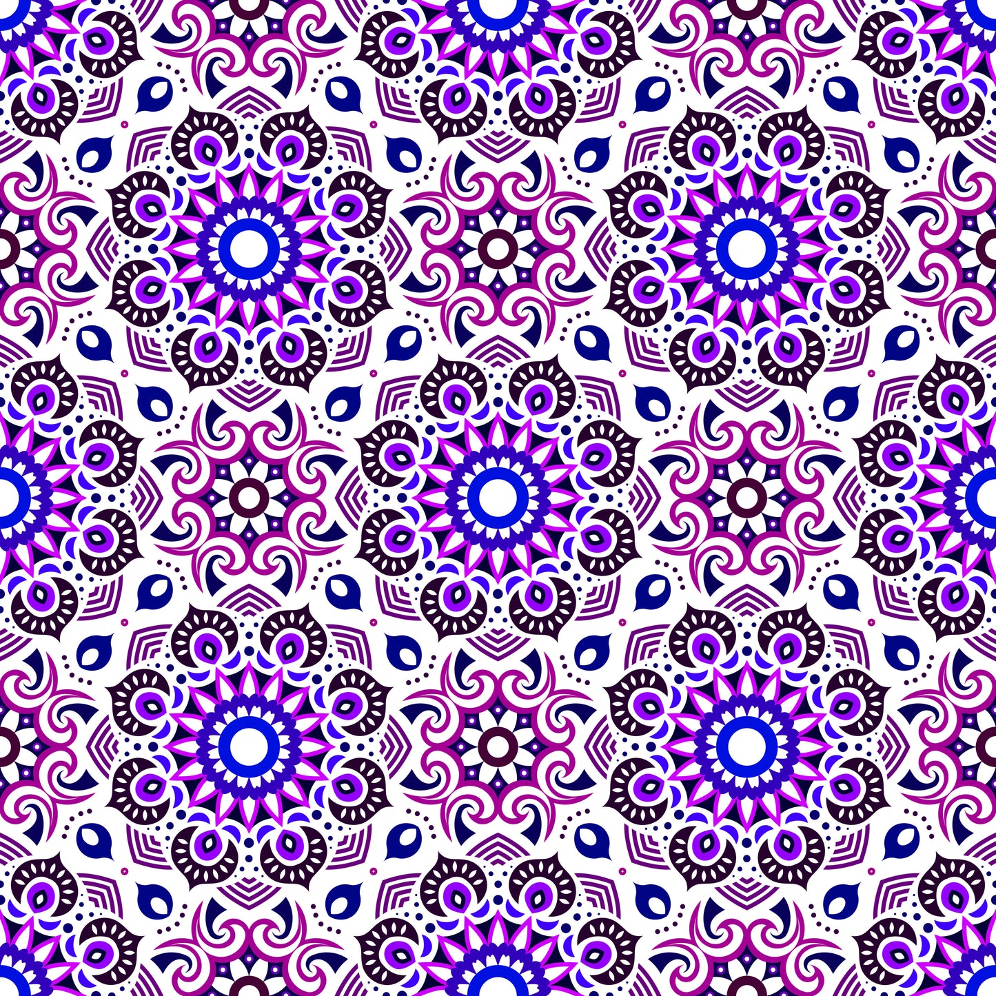 Purple - Blue Mandala Fabric - 193i