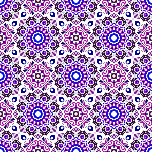 Purple - Blue Mandala Fabric - 193i