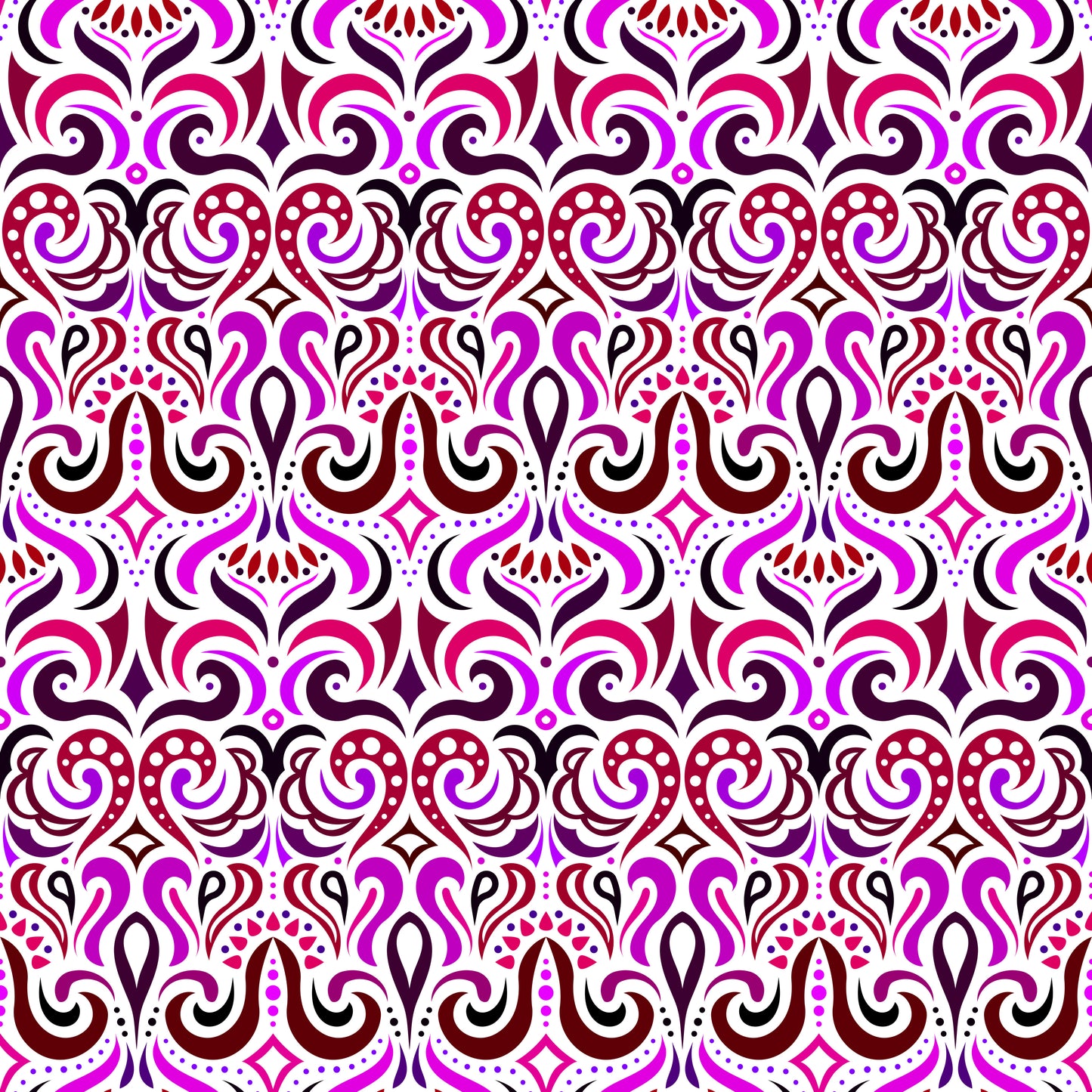 Pink - Purple - Red Abstract Doodle Fabric 1001i