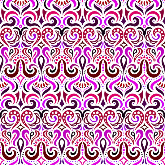 Pink - Purple - Red Abstract Doodle Fabric 1001i