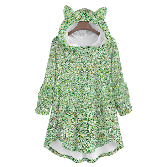 Green Fuzzy Fleece Hoodie with Cat Ears