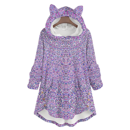 Purple - Blue Fuzzy Fleece Hoodie with Cat Ears