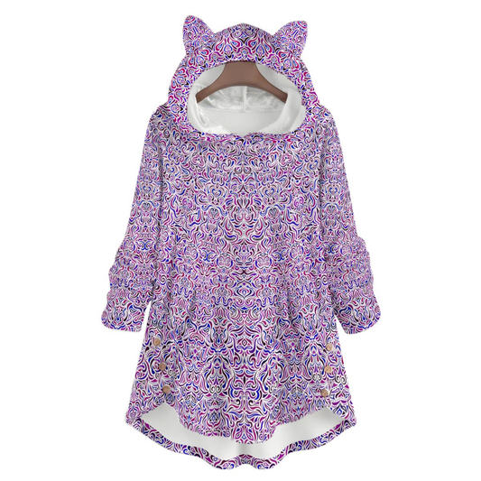Purple - Blue Fuzzy Fleece Hoodie with Cat Ears