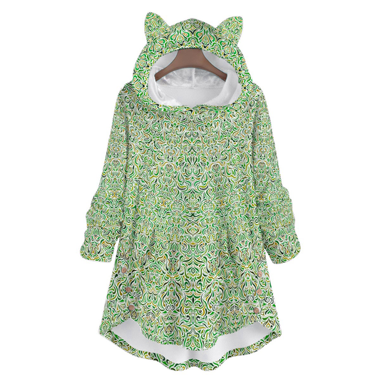 Green Fuzzy Fleece Hoodie with Cat Ears