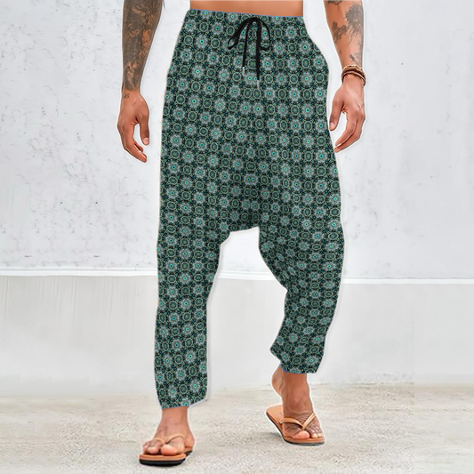 Turquoise - Green Velvet Harem Pants 214
