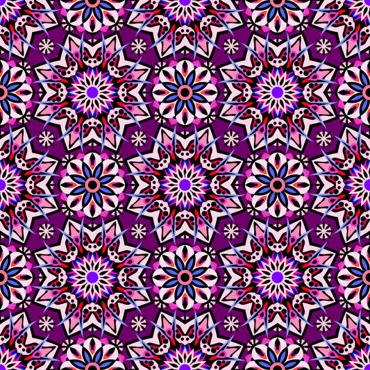 Purple - Pink - Blue Mandala Fabric - 122