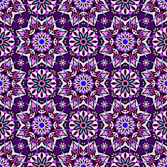 Purple - Pink - Blue Mandala Fabric - 122